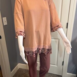 Easel Pink Floral Accent Top